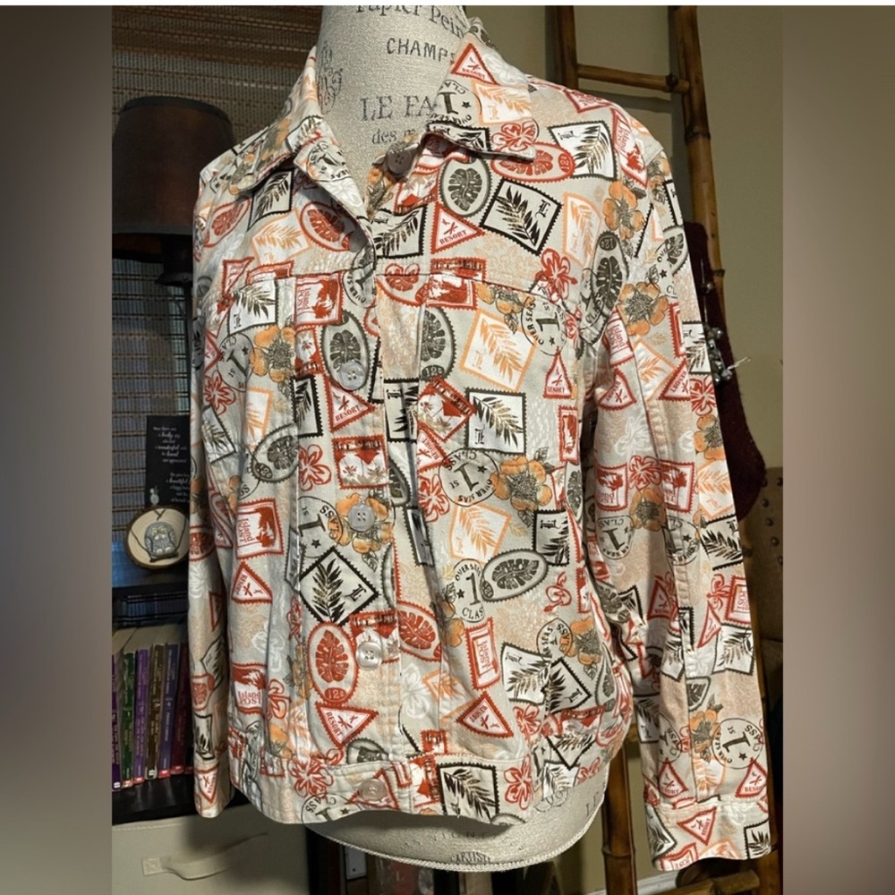 Vintage Christopher & Banks Stamp Print Blazer